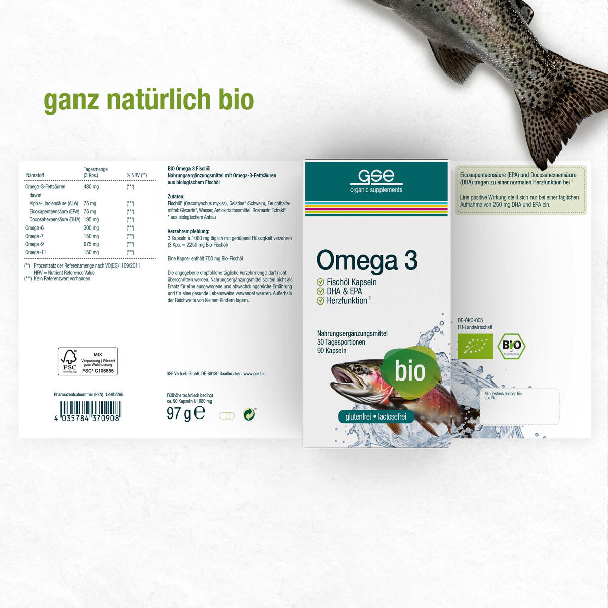 Omega 3 Fischöl Kapseln (Bio)