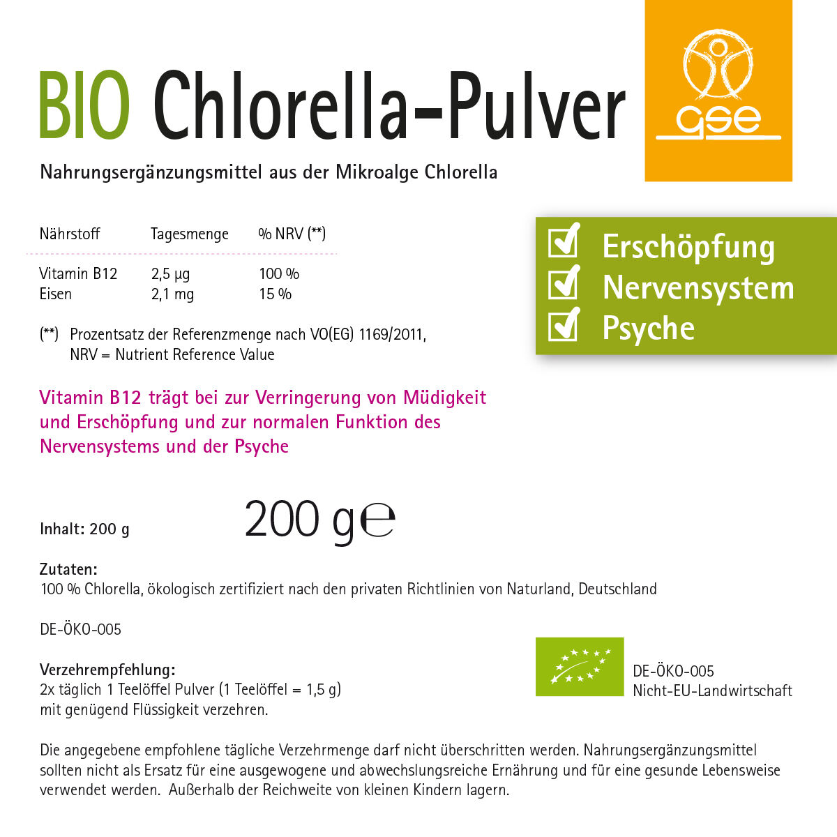 Naturland Bio Chlorella (Pulver)